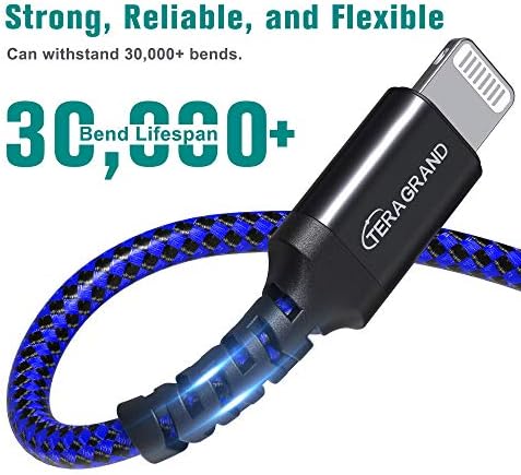 Apple C89 MFi Certified 7-Foot Lightning to USB-A Braided Charging Cable for i Phone 14/13/12/11 Pro, Max, Mini, SE, XS, XR, 8/7/6 Plus, i Pad & Air Pods – Durable, Fast Charging & Stylish Orange/White Design for Enhanced Compatibility