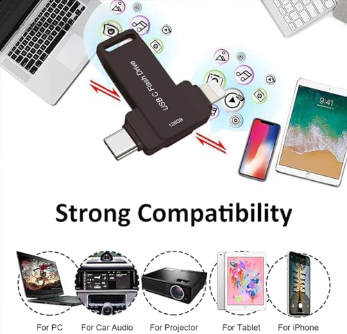 128 GB USB C Flash Drive for i Phone and Android – High-Speed Dual Drive Photo Stick for Effortless File Transfers and Reliable External Storage Solutions – Perfect for Photographers and Professionals