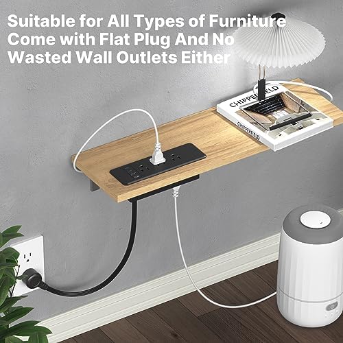 CCCEI 6-Outlet Recessed Power Strip with Dual USB-C Ports – Sleek Flush Mount Charging Station for Desks & Nightstands, 10-Foot Cord for Flexible Setup, Ideal for Home & Office Power Needs, White Finish