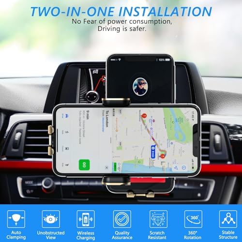 Effortless Fast Wireless Car Charger with Auto-Clamping Phone Holder – 15 W Qi-Compatible Charging Solution for i Phone 16/15/14/13/12/11 Pro Max & Galaxy S24/S23/S22/S21/S20/S10+ – Secure and Stylish Vehicle Mount for Ultimate Convenience on the Road