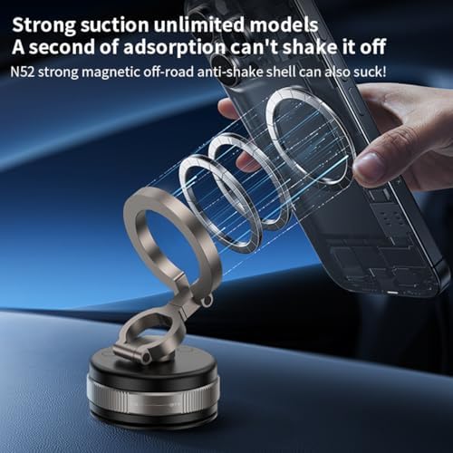 Revolutionary 360° Magnetic Car Phone Holder with 96+ LBS Suction – Premium Foldable Mount for i Phone 16/15/14/13/12 – Ultimate Stability & Versatility for Effortless Navigation and Hands-Free Communication – Best Adjustable Phone Stand for Every Vehicle