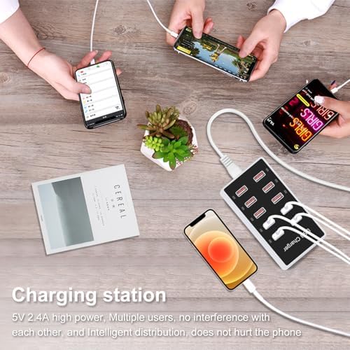 Multi-Device USB Charging Hub with 10 High-Speed Ports – Smart Plug Power Strip for i Phone 15/14/13, i Pads, Galaxy Watches & Android Phones – Ultimate Fast Charging Solution for Home & Office Efficiency