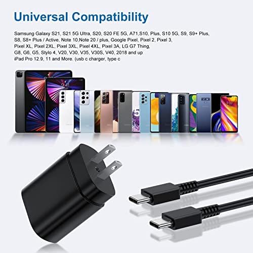 Ultra-Fast 25 W PD Type C Charger Duo with 6 ft USB-C Cables – Essential Charging Set for Android Galaxy S25, S24, S23, S22, S21, Note Series – Compact Design, Enhanced Safety Features, Ideal for Home & Travel