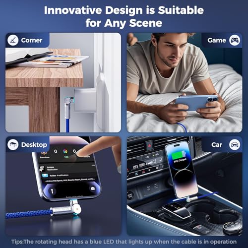 Elevate Your Charging Experience: 6.6 ft USB C to USB C Cable 2-Pack with 240 W Power Delivery and 180° Rotating Connector – Durable Braided Design for Fast Charging i Phone 16, Mac Book Air, i Pad Pro, Pixel, and Samsung Galaxy S23/S24 in Sleek Light Grey – Ultimate Compatibility and Functionality