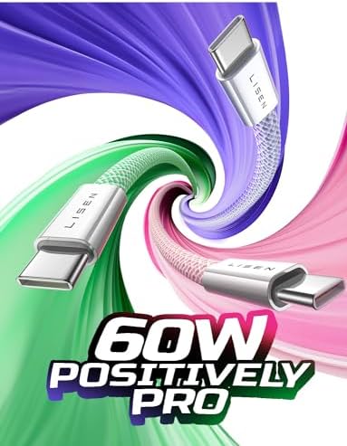 LISEN USB C to USB C Cable 5-Pack – Premium Fast Charging Solution with 60 W Power Delivery, Versatile Lengths (3.3 FT, 6.6 FT, 10 FT) for i Phone 16, i Pad Mini 6/Pro, Mac Book Pro 2020 & Samsung S23 – Durable, High-Speed Connectivity for All Your Devices