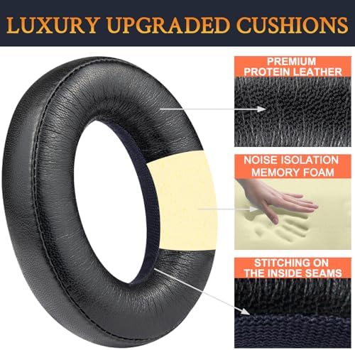 SOULWIT Luxury Earpads for Parrot Zik 1.0 Wireless Headphones – Premium Black Ear Cushions with Soft Protein Leather & High-Density Memory Foam for Ultimate Comfort and Enhanced Sound Isolation – Hassle-Free Replacement for Superior Audio Performance