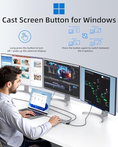 Revolutionize Your Workspace with the Ultimate 13-in-1 USB C Docking Station – Dual Monitor Multiport Adapter for Seamless Triple Display, Featuring 2 HDMI, Display Port, 8 USB Ports, Gigabit Ethernet, and Audio Output – Perfect for Mac Book, Dell, HP, Lenovo Think Pad, and Surface – Unmatched Performance and Connectivity for Enhanced Productivity