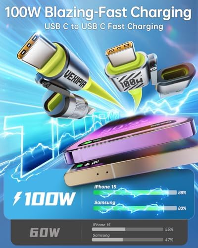 Ultimate 240 W SHEZI 4-in-1 USB C Charging Cable: Fast Charging & 480 Mbps Data Sync, Multi-Device Compatibility with L-Type, Type C, USB A Ports – 5 ft Stylish Pink Design for Enhanced Performance and Portability
