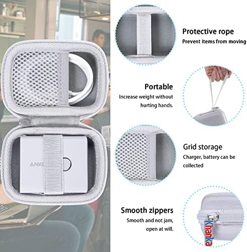 Khanka Protective Hard Case for Anker 45 W Wall Charger & 20 W Portable Charger – Ultimate Travel Companion for Anker 521 Power Bank (Power Core Fusion) – Lightweight Shockproof Design, Modern White Finish, Secure Zipper Closure for Enhanced Portability and Device Safety