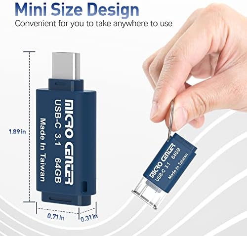 Ultra-Fast INLAND 64 GB Type-C & USB 3.0 Dual Interface Flash Drive – Perfect for Seamless Data Transfer & Portable Storage, 2-Pack Mini Memory Sticks for Effortless File Management