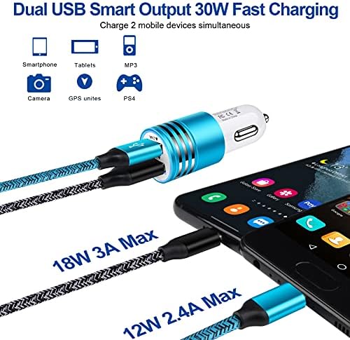 Ultra-Fast Android C Type USB C Car Charger for Samsung Galaxy S25 Ultra – 3.4 A Quick Charge Adapter with 3 FT Coiled Cable for Seamless Connectivity on the Go – Compact, Durable, and Perfect for Road Trips and Daily Commutes