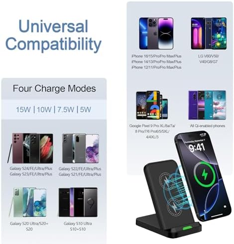 Ultra-Fast Wireless Charging Pad Stand for Motorola Edge 2024 & Samsung Galaxy Z Series – 15 W Desk Charger with Enhanced Compatibility & Ergonomic Design for Effortless Viewing and Safe Power Delivery