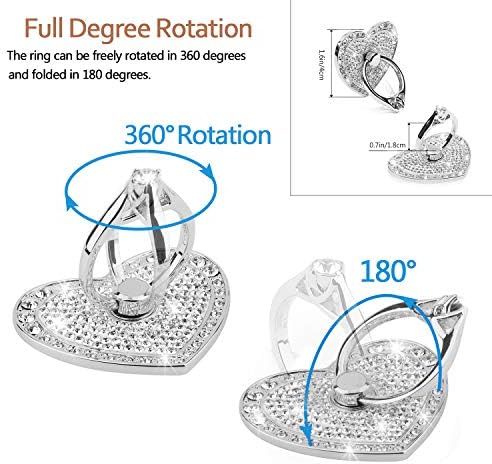 Blingy Heart-Shaped Phone Finger Ring Holder – 360° Rotatable Zinc Alloy Kickstand with Crystals for Secure Grip and Enhanced Style – Washable & Removable Smartphone Accessory for All Devices in Rose Gold