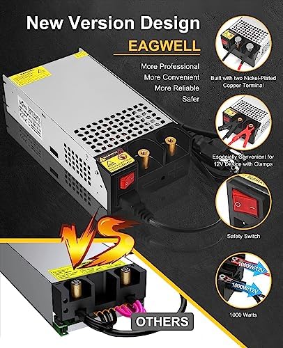 Eagwell 600 W 12 V AC to DC Power Supply Converter – High-Efficiency SMPS Adapter for RVs, LED Strips, and LCD Monitors – Reliable 50 A Output with Safety Features for Versatile Applications and Enhanced Performance