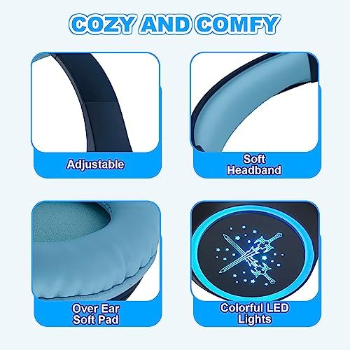 Charming Cat Ear Kids Bluetooth Headphones – Stylish Wireless On-Ear Design with Volume Limiter & LED Lights for Safe Listening – Compatible with Amazon Fire Tablets, Laptops, and More (Vibrant Pink) – Ideal for Toddlers and Young Music Lovers!