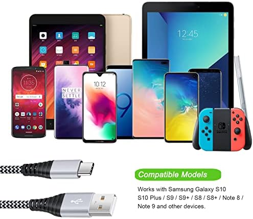 Qihop Adaptive Fast Charging USB Wall Charger Kit – 2-Pack with 6 ft USB Type C Cable for Samsung Galaxy Devices – Rapid Charging Solution for Galaxy S21/S20/S10+/S10 e/S9/S8 Plus, Note 10+/20, A14/A53/A71 – Enhanced Speed & Compatibility for Busy Lifestyles