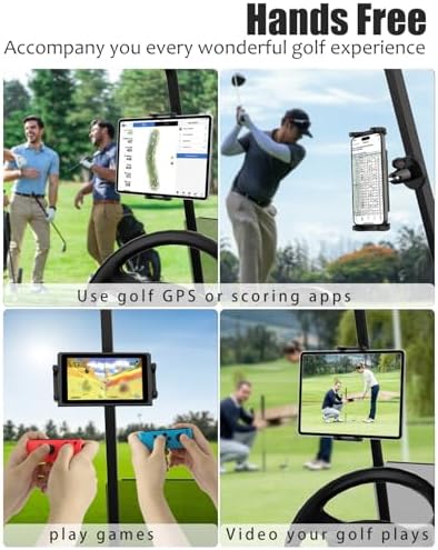 Charchendo Universal Magnetic Tablet Holder for Golf Carts – Secure Mount for Club Car, ICON EV, EZGO, and Yamaha | Compatible with i Pad Pro 12.9, Air, Mini & Galaxy Z Fold | 360-Degree Rotating Stand for 4.7-12.9” Devices | Premium Golf Cart Accessory for Hands-Free Navigation and Entertainment