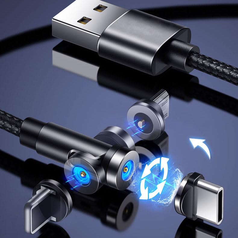 Revolutionize Your Charging with the Magnetic 540° Rotation Cable Set – 7-Piece Bundle Featuring 1.6 ft, 3.3 ft (2), 6.6 ft (2), and 10 ft (2) Lengths – Universal Compatibility with Micro USB, Type C, and i Devices for Fast, Efficient Charging – Durable, Hassle-Free Magnetic Connection for One-Handed Use – Perfect for Home, Car, or Travel Charging Solutions