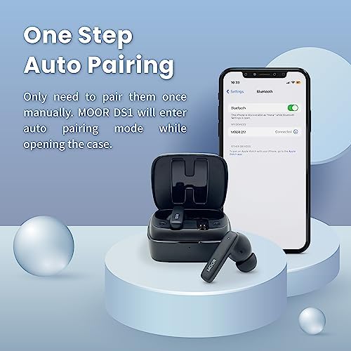 MOOR Premium Bluetooth 5.2 Wireless Earbuds with Advanced Hybrid Noise Cancellation – 30 Hours Playtime & Deep Bass for Immersive Sound – IPX5 Waterproof Design Ideal for Sports and Work – Ultra-Lightweight Comfort with Built-in Microphone for Crystal-Clear Calls – Switch Between ANC and Transparency Modes for Ultimate Audio Control