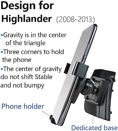 Toyota Highlander 2008-2013 Custom Car Phone Holder – Secure Mobile Phone Mount for Navigation & Hands-Free Use – Durable Auto Accessory for Enhanced Driving Safety and Convenience