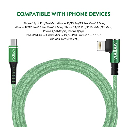 USB-C to Lightning Braided Charging Cable Duo – Fast Charging 90 Degree Right Angle Cord for i Phone – MFi Certified, Durable 10 ft & 6 ft Lengths in Sage Purple – Optimal Comfort & Style for Gaming and Daily Use