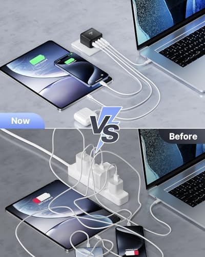Aioneus 40 W USB C Fast Charging Block – 4-Port Dual PD & QC Wall Charger for i Phone 11-16, i Pad & Samsung Devices – Compact, High-Performance Power Adapter with Enhanced Safety Features for Home & Travel