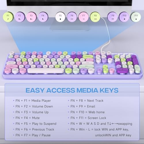 Retro-Inspired Full Size Typewriter Keyboard with Number Pad – Wired USB Keyboards for Windows 7, 8, 10, 11 | Enhance Your Typing Experience with Classic Charm and Modern Efficiency | Perfect for Home and Office Use