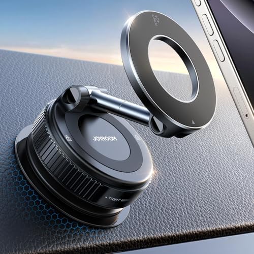 JOYROOM Magsafe Suction Cup Phone Mount, Vacuum Magnetic Phone Holder for Car, 360° Metal Strut Magsafe Car Mount for iPhone 16 Pro Max Plus/iPhone 15 14 13 12 & Android Magsafe Case, Dark Blue – Enhanced Compatibility and Speed