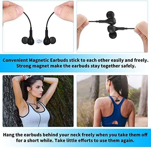 Magnetic USB C Earbuds for Samsung Galaxy S24 Ultra, S23 FE, S22, S21, A54, A53 & i Phone 16, 15 Pro Max – Noise Isolating Wired Headphones with Microphone and Volume Control for Enhanced Audio Experience – Perfect for Music Lovers and Professionals