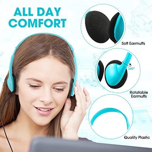 Bulk 36-Pack Kids Over-Ear Headphones – Yunsailing Adjustable Classroom Headsets with 3.5 mm Plug for Ultimate Learning & Engagement, Comfortable & Durable Wired Earphones for Students