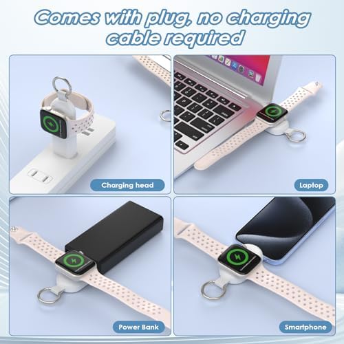 Compact Wireless Power Bank for i Watch – 1200 m Ah Portable Charger with Keychain Attachment – Ultimate Compatibility for Series 9/8/7/6/5/4/3/2/SE/Ultra/Ultra 2 – Hassle-Free Charging on the Go – Lightweight and Durable Design for Active Lifestyles – Never Run Out of Battery Again!