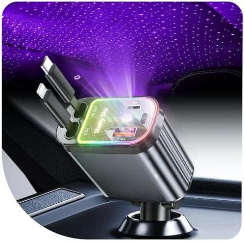 Ultimate 3-in-1 Retractable Car Charger – 50 W Fast Charging Solution with Type C Cable & USB Port for i Phone 16/15/14/13/12/11, Galaxy & Pixel Devices – Tangle-Free Convenience for On-the-Go Power Management