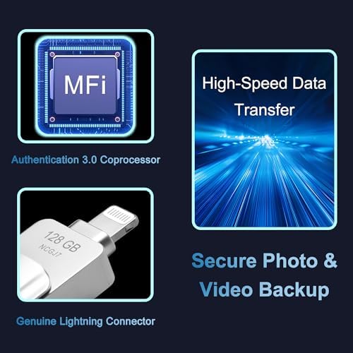 JSL JDTDC 256 GB Apple MFi Certified Photo Storage Stick – High-Speed Dual Connector USB-C & Lightning Drive for i Phone, i Pad, and Android – Ultimate External Backup Solution for Effortless Data Management and Memory Organization