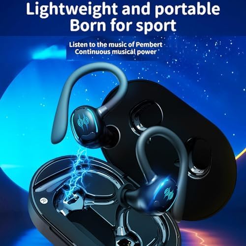 Elevate Your Audio Experience with Bluetooth 5.1 Sports Earbuds – Ergonomic Earhook Design for Secure Comfort, Immersive HD Sound for Gaming and Workouts, Sweatproof Durability for Active Lifestyles (Black)