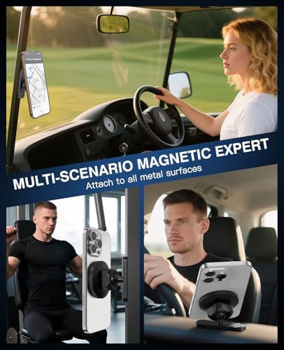 Innovative Mo Ko Dual Magnetic Phone Holder: 360° Adjustable Mount for i Phone 12-16 Series & Mag Safe – Portable Gym Accessory for Workouts, Golf Carts, and Cars – Ultimate Stability and Versatile Design for Fitness Enthusiasts