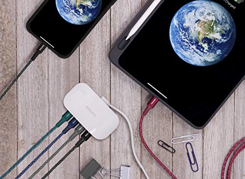 PHILIPS 3 Ft USB C to Lightning Charging Cable – Fast Charging Cord for i Phone 14/13/12 & Air Pods Pro, Durable Braided Design in Sleek Gray – Enhanced Durability and Rapid Power Delivery for Apple Devices