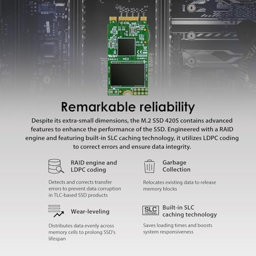 Elevate Your Device Performance with Transcend 250 GB M.2 2242 SATA III SSD – Lightning-Fast 500 MB/s Speeds, Ideal for Ultrabooks, Laptops, and Desktops, Featuring 3 D TLC NAND Flash, LDPC Error Correction, and SLC Cache for Unmatched Reliability and Compatibility