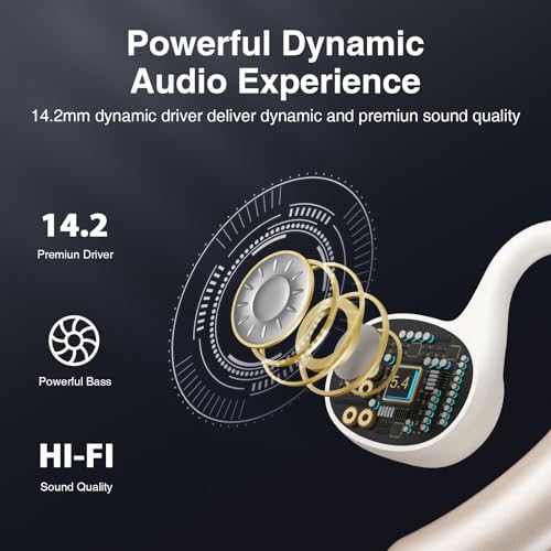 Unleash Your Potential with HILEO Open Ear Bluetooth 5.2 Wireless Earbuds – 90-Hour Battery Life for Endurance Athletes – Exceptional Sound Clarity in a Lightweight Sporty Design – Ideal for Running, Workouts, and Active Lifestyles – Convenient Sleek Black Charging Case for On-the-Go Use – Effortless Connectivity for All Your Devices