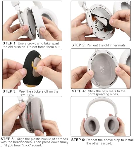 Transform Your Bose QC Ultra Wireless Headphones with Luxurious Protein Leather Earpads – Advanced Noise Isolation Foam for Unmatched Comfort and Immersive Sound (White Smoke) – Ideal Replacement Cushions for Superior Audio Enjoyment