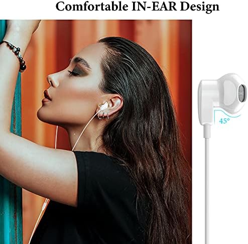 USB C Headphones for i Pad Pro & i Phone 16 – Hi-Fi Stereo Wired Earbuds with Microphone & Volume Control – Ultimate Compatibility for Samsung Galaxy S24, Pixel 9, One Plus 9 – Premium Noise Reduction Technology for Crisp Audio Clarity – Lightweight & Durable Design for Everyday Use