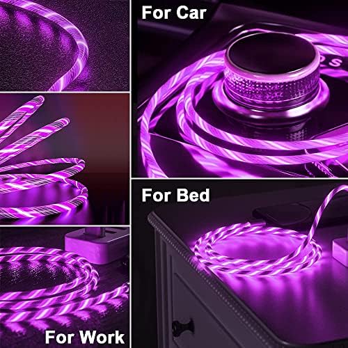 Illuminate Your Charging Experience: MFi Certified 6 ft LED Light Up Lightning Cable for i Phone 14/13/12/11/11 Pro/Max/XS/XR/X/6/7/8 – Fast Charging & High-Speed Data Sync in Vibrant Purple – Optimal Durability & Enhanced Compatibility for Effortless Connectivity