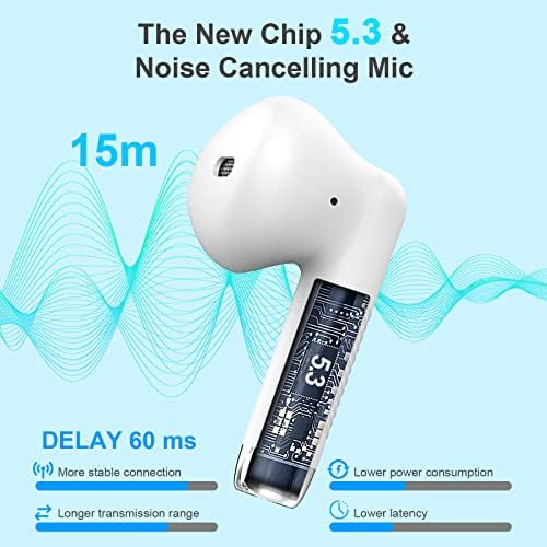 Light Pink Bluetooth 5.3 Wireless Earbuds – Exceptional Noise Cancelling Sports Headphones with IP7 Waterproof Design for Unmatched Outdoor Performance – 32 Hours of Playtime & Quick USB-C Charging for Ultimate Audio Convenience