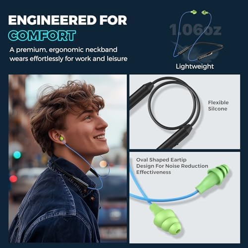 MIPEACE Bluetooth Neckband Earbuds with 29 d B Noise Cancellation – 19+ Hours Long Battery Life, IPX5 Sweatproof Design for Active Lifestyles – Ergonomic Wireless Earplugs with Seamless Connectivity and User-Friendly Controls in Stylish Gray