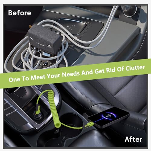 Versatile 4-in-1 Coiled USB C Cable – 4 ft – 65 W Fast Charging Solution for Phones, Laptops, and More – Durable Liquid Silicone Design in Pink – Tangle-Free Convenience, 2-Pack for Enhanced Compatibility and Speed