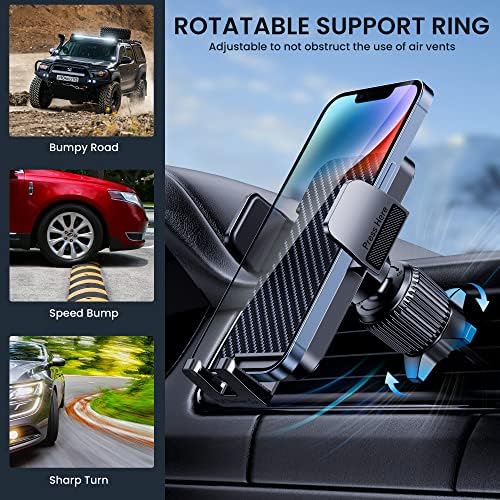 Universal Car Phone Mount: Hands-Free Adjustable Holder for Safe Driving – Secure Air Vent Smartphone Stand for i Phone & Android – 360-Degree Rotation for Optimal Viewing and Easy Access – Durable Lightweight Design for All Vehicles
