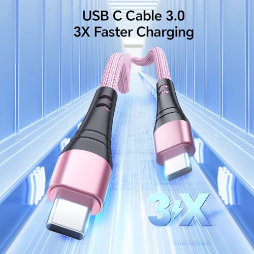 Dayaoncy 10 FT Pink USB C Charger Cable – Dual Pack of Fast Charging Cables with 100 W Power Delivery for i Phone 15/16 Pro Max, Android Devices, Tablets, and Laptops – Superior Durability and Stylish Design for Ultimate Convenience