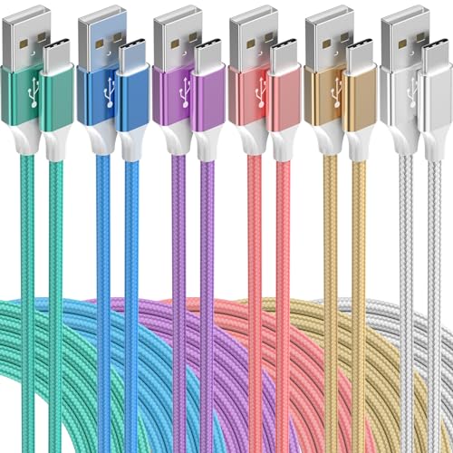 High-Performance 6-Pack USB to USB-C Fast Charging Cables – Versatile Nylon Braided Design with Length Options for Home & Travel – Compatible with i Phone 16/15, Samsung Galaxy, Google Pixel & More – Tangle-Free, Durable, and Efficient Data Transfer Solution