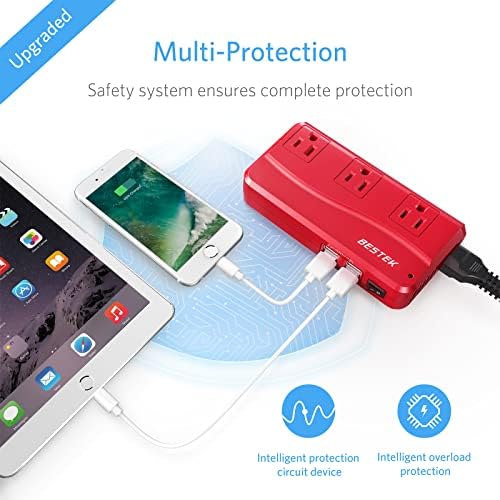 Global Travel Adapter and Voltage Converter: BESTEK 220 V to 110 V with 4 USB Fast Charge Ports – Sleek, Lightweight Design for Effortless Charging in UK, AU, US & EU – Ultimate Travel Companion for Modern Explorers