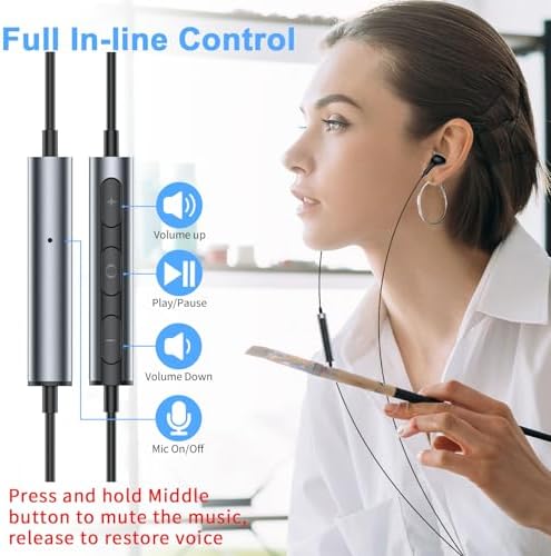 Lightweight USB Noise-Canceling Headset with Microphone for PCs and Laptops – 7.5 Ft Wired Earbuds Featuring In-Line Volume Control for Seamless Zoom Meetings and Online Learning, Optimized for Dell & HP – Superior Comfort and Crystal-Clear Audio for Extended Use