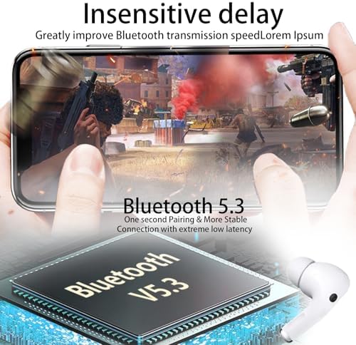 Next-Gen True Wireless Earbuds with Bluetooth 5.3 | IPX7 Waterproof for All-Weather Performance | Exceptional Hi-Fi Stereo Audio & Advanced Noise Cancellation | Perfect for Daily Activities, Fitness Sessions, and Multimedia Use | Long-Lasting Battery Life & Effortless Auto Pairing for Seamless Compatibility with i Phone and Android Devices